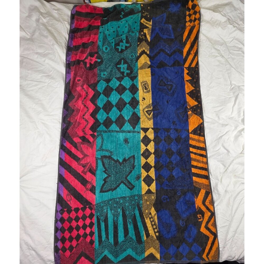 Royal Terry International Cotton Multi Color Bath Towel Abstract Patchwork